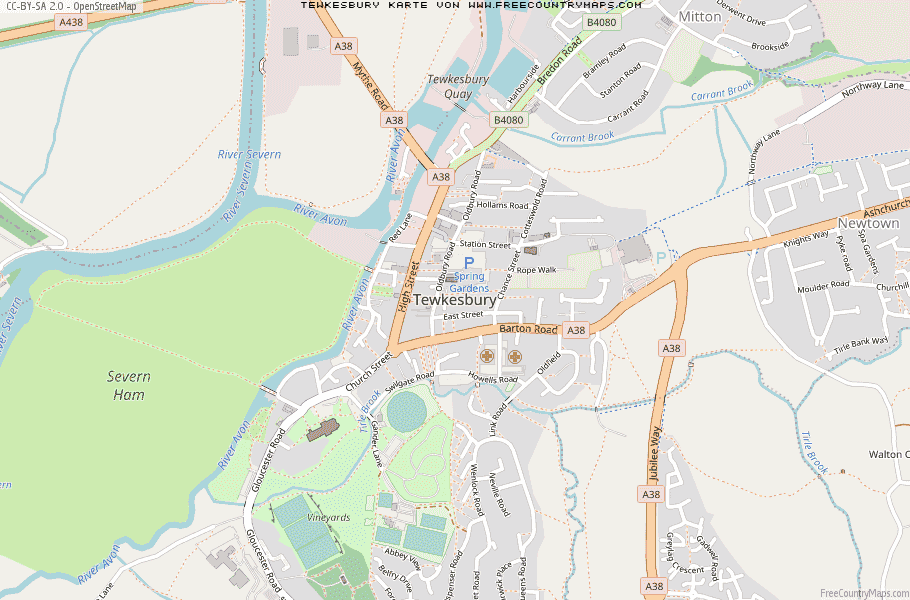 Karte Von Tewkesbury Vereinigtes Knigreich
