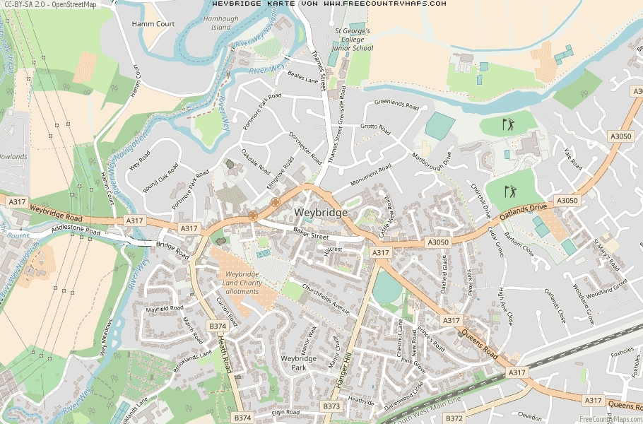 Karte Von Weybridge Vereinigtes Knigreich