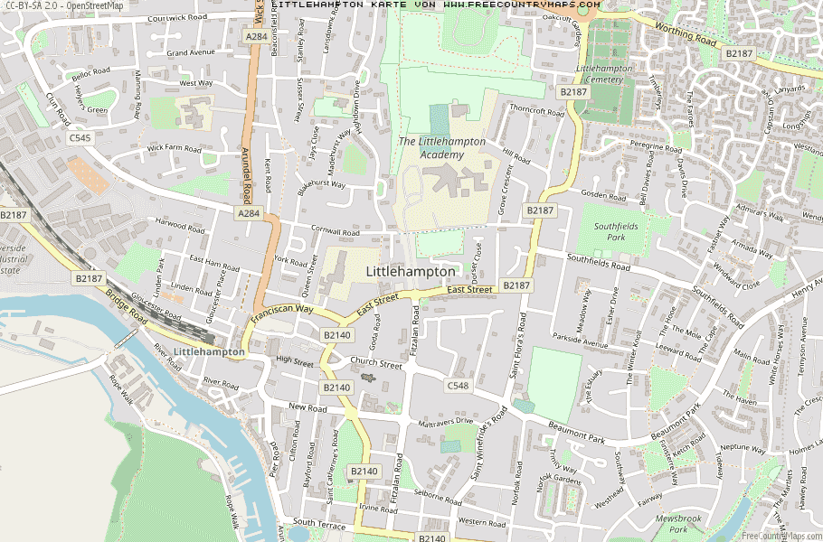 Karte Von Littlehampton Vereinigtes Knigreich