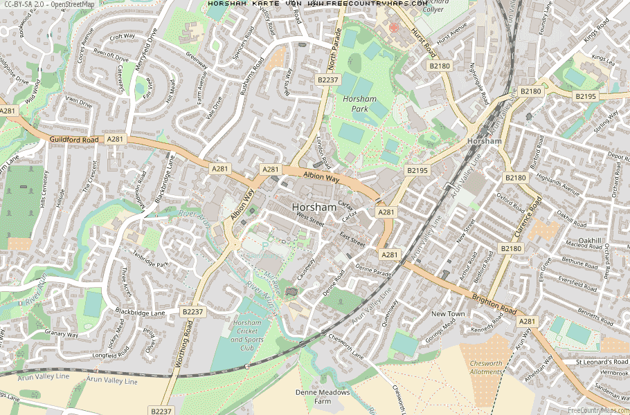 Karte Von Horsham Vereinigtes Knigreich