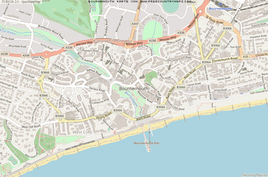 Karte Von Bournemouth Vereinigtes Knigreich