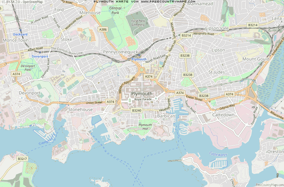 Karte Von Plymouth Vereinigtes Knigreich