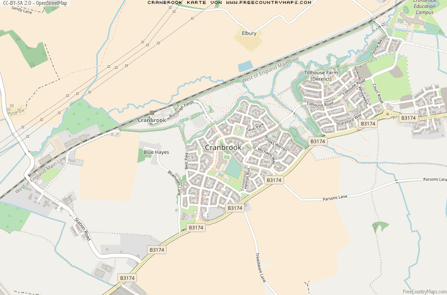 Karte Von Cranbrook Vereinigtes Knigreich