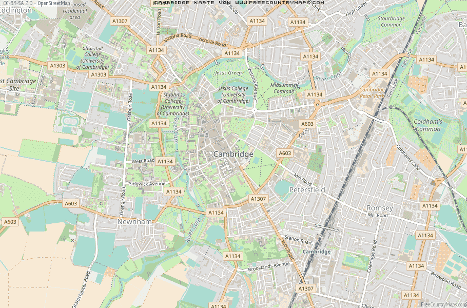 Karte Von Cambridge Vereinigtes Knigreich