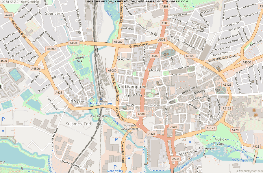 Karte Von Northampton Vereinigtes Knigreich