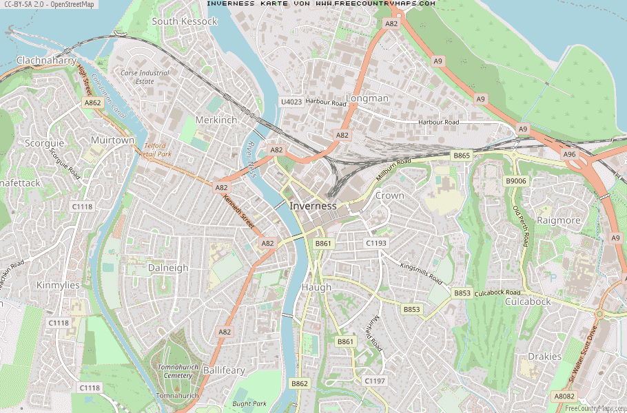 Karte Von Inverness Vereinigtes Knigreich