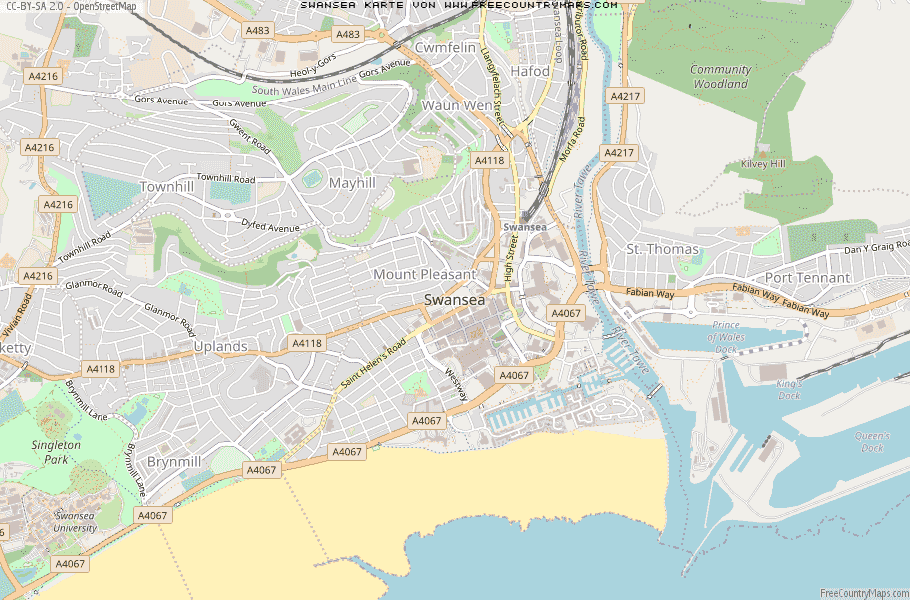 Karte Von Swansea Vereinigtes Knigreich