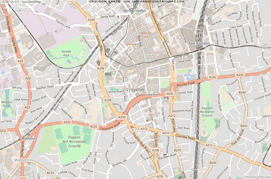 Karte Von Croydon Vereinigtes Knigreich