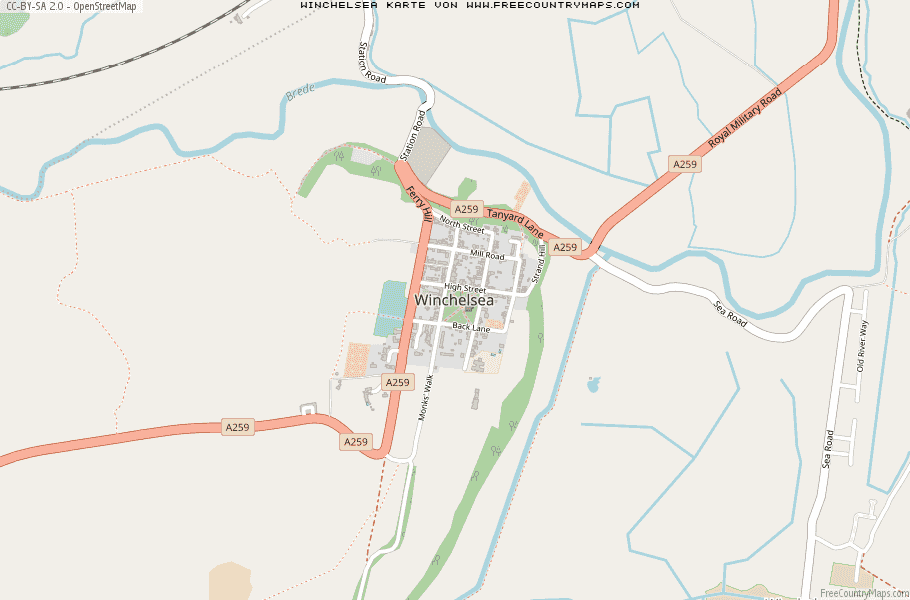 Karte Von Winchelsea Vereinigtes Knigreich