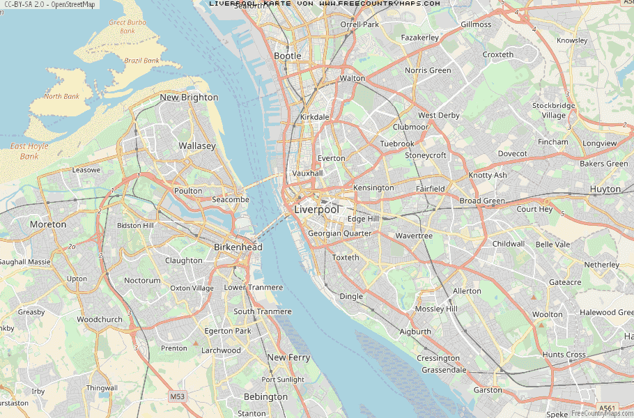 Karte Von Liverpool Vereinigtes Knigreich