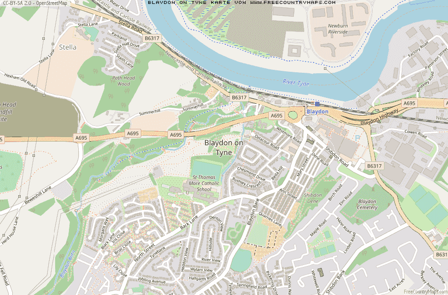 Karte Von Blaydon on Tyne Vereinigtes Knigreich