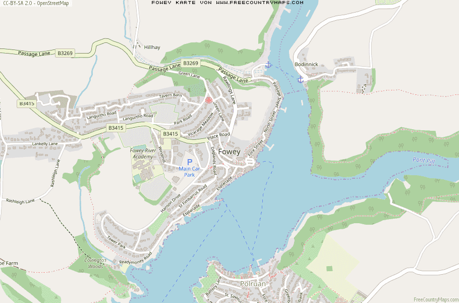 Karte Von Fowey Vereinigtes Knigreich