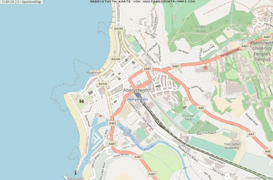 Karte Von Aberystwyth Vereinigtes Knigreich