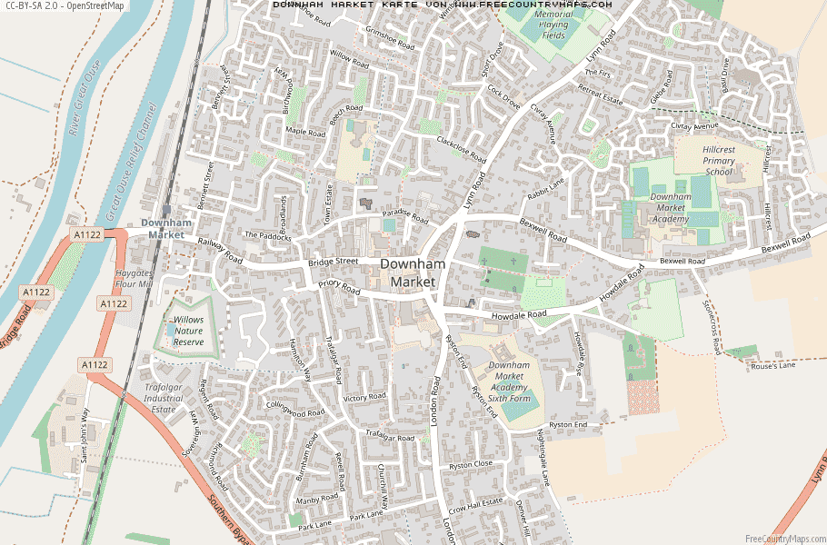 Karte Von Downham Market Vereinigtes Knigreich