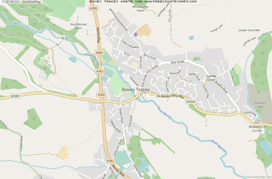 Karte Von Bovey Tracey Vereinigtes Knigreich