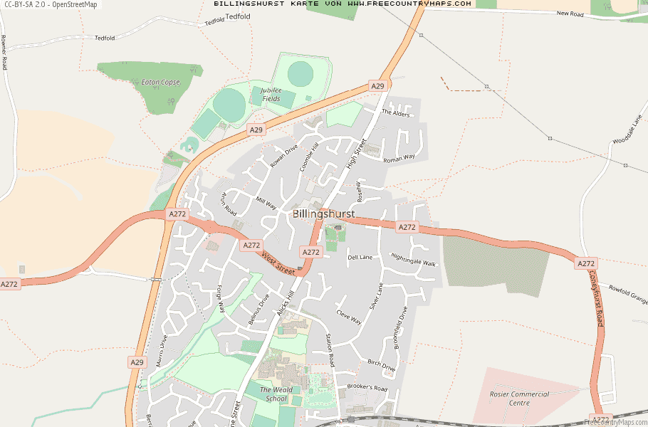 Karte Von Billingshurst Vereinigtes Knigreich