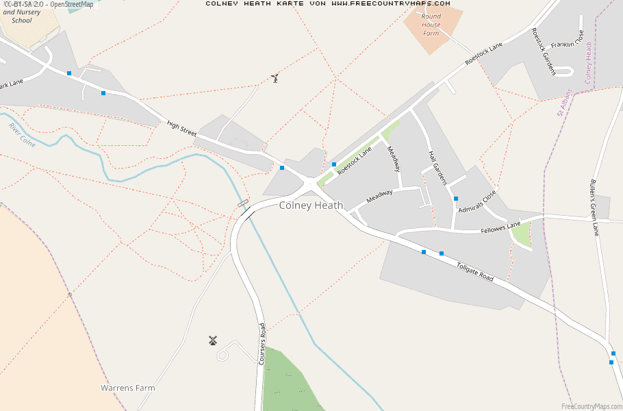 Karte Von Colney Heath Vereinigtes Knigreich