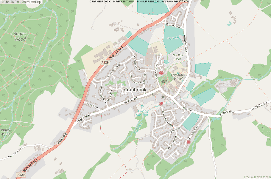 Karte Von Cranbrook Vereinigtes Knigreich