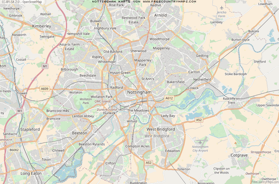 Karte Von Nottingham Vereinigtes Knigreich