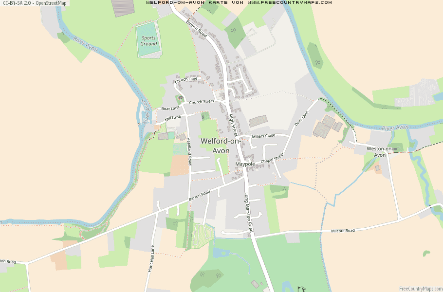 Karte Von Welford-on-Avon Vereinigtes Knigreich
