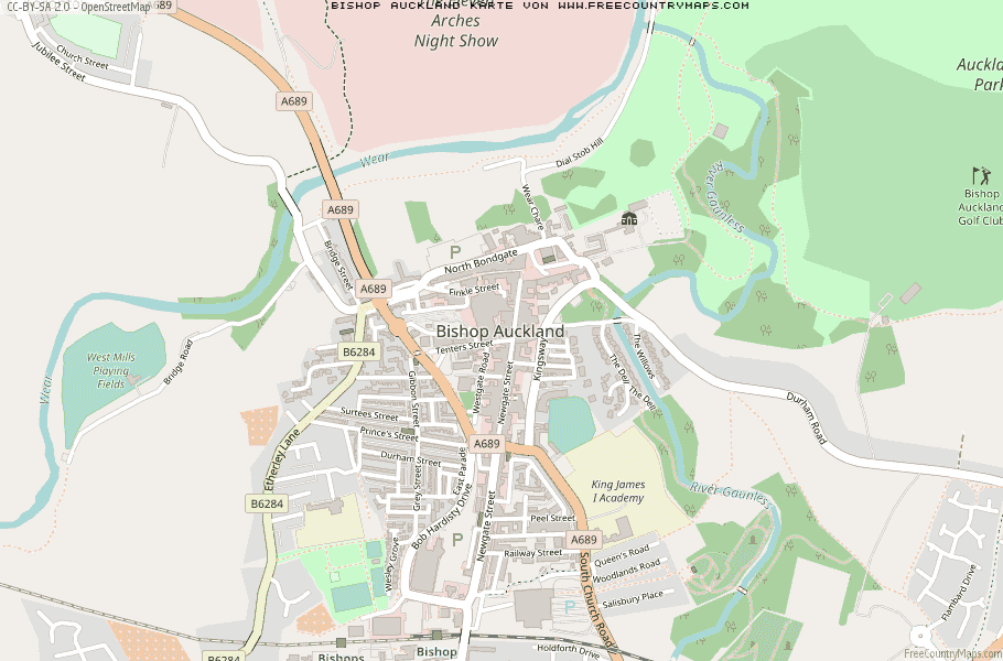 Karte Von Bishop Auckland Vereinigtes Knigreich