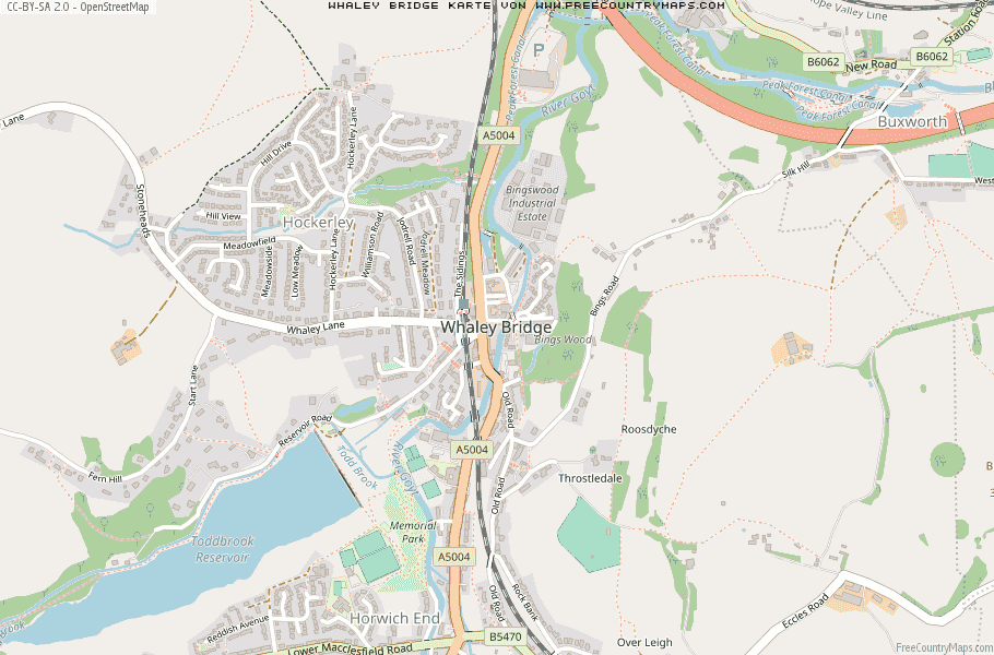 Karte Von Whaley Bridge Vereinigtes Knigreich