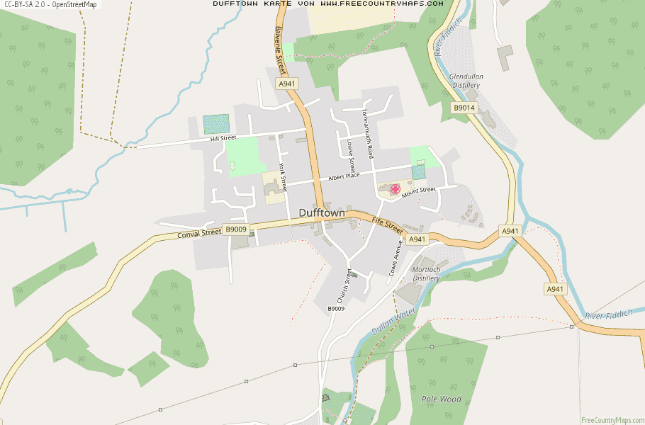 Karte Von Dufftown Vereinigtes Knigreich