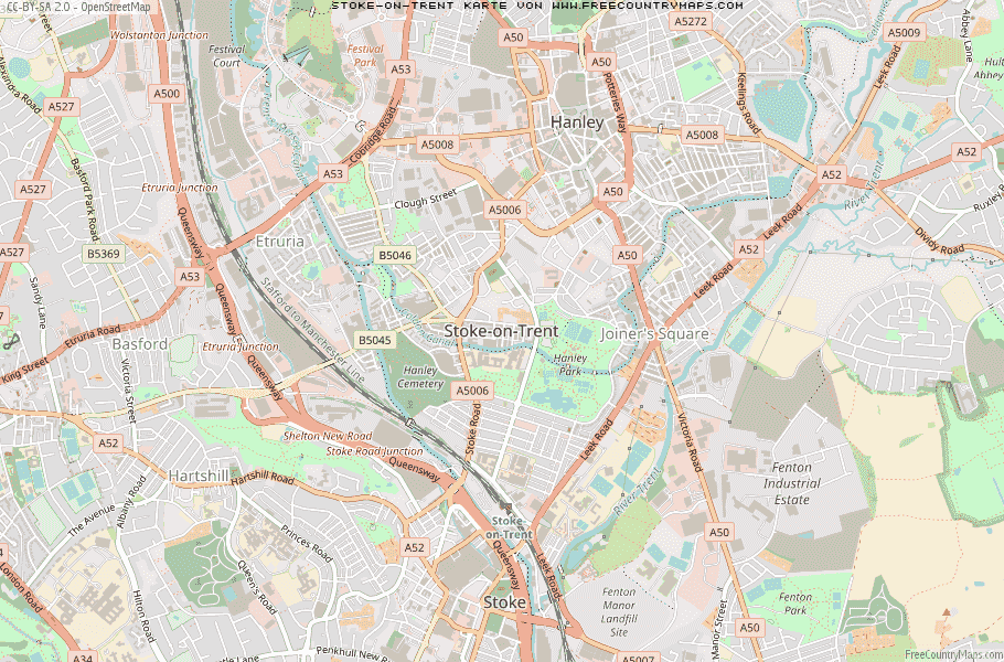 Karte Von Stoke-on-Trent Vereinigtes Knigreich