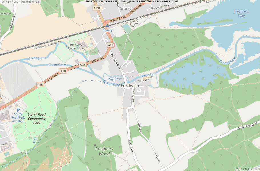 Karte Von Fordwich Vereinigtes Knigreich