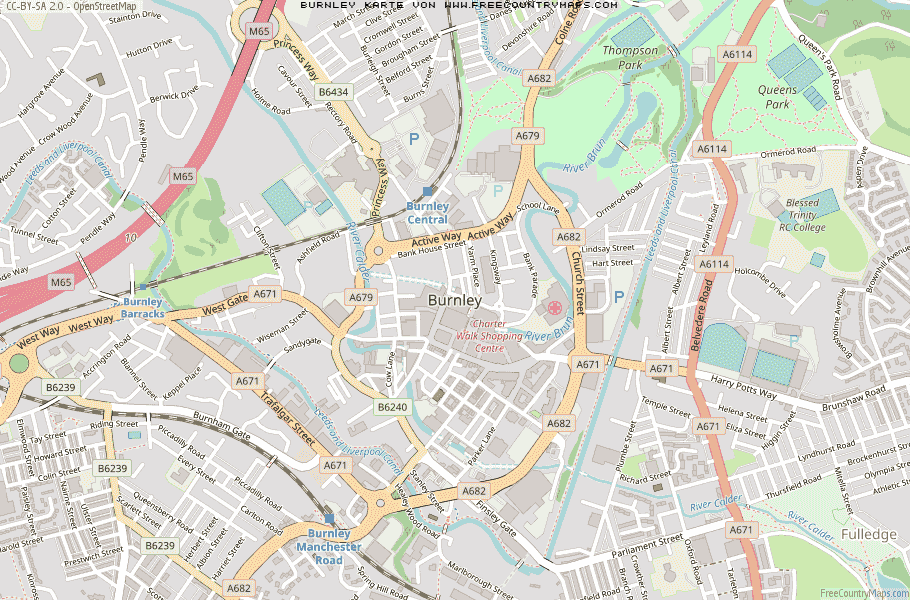 Karte Von Burnley Vereinigtes Knigreich