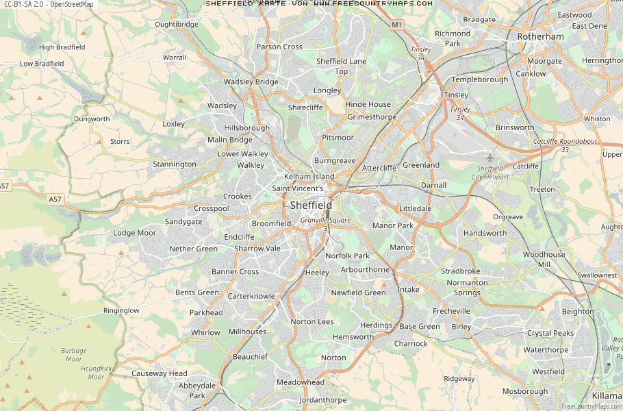 Karte Von Sheffield Vereinigtes Knigreich