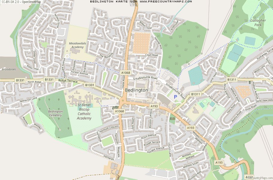 Karte Von Bedlington Vereinigtes Knigreich