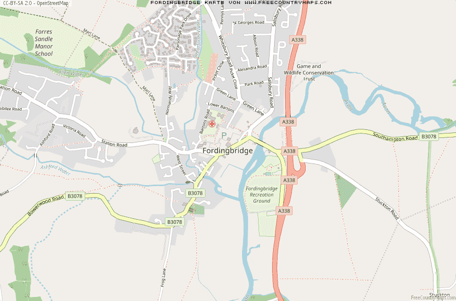 Karte Von Fordingbridge Vereinigtes Knigreich