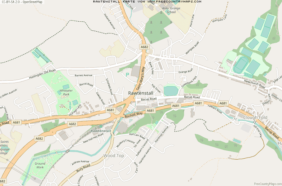 Karte Von Rawtenstall Vereinigtes Knigreich