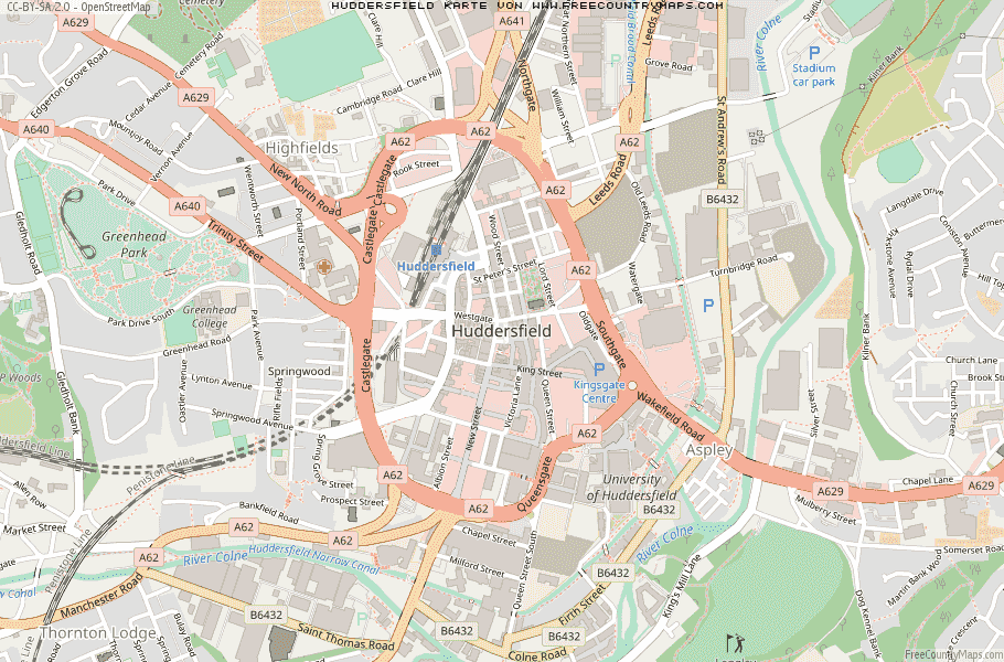 Karte Von Huddersfield Vereinigtes Knigreich