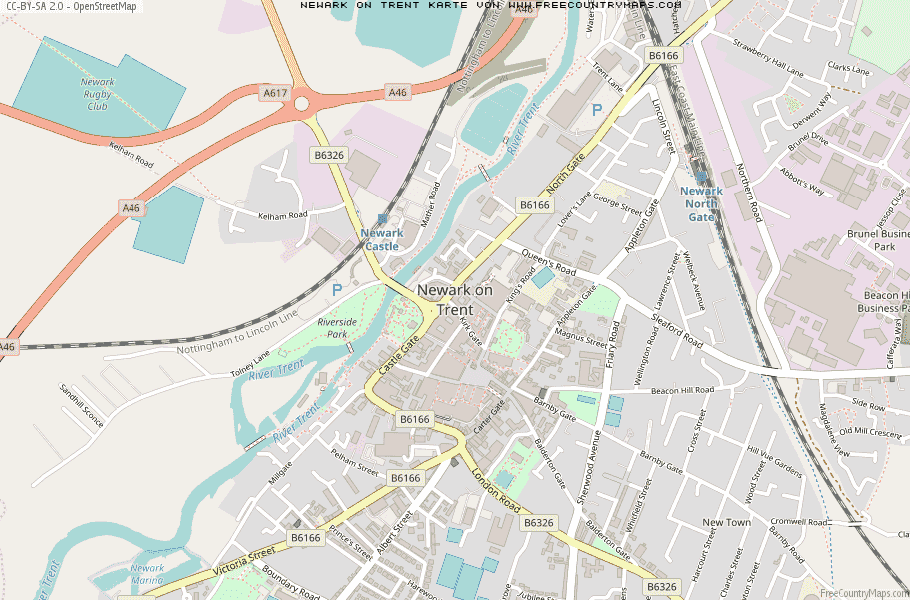 Karte Von Newark on Trent Vereinigtes Knigreich