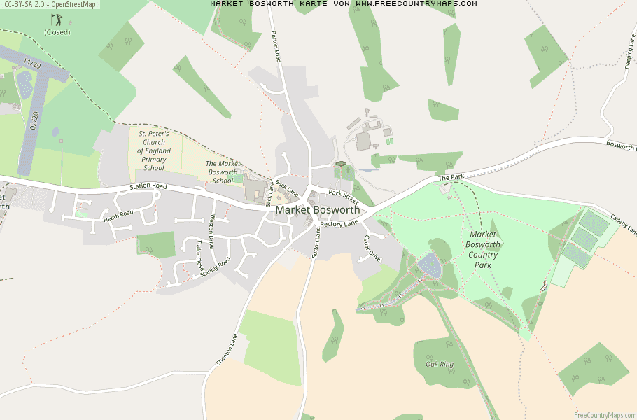 Karte Von Market Bosworth Vereinigtes Knigreich