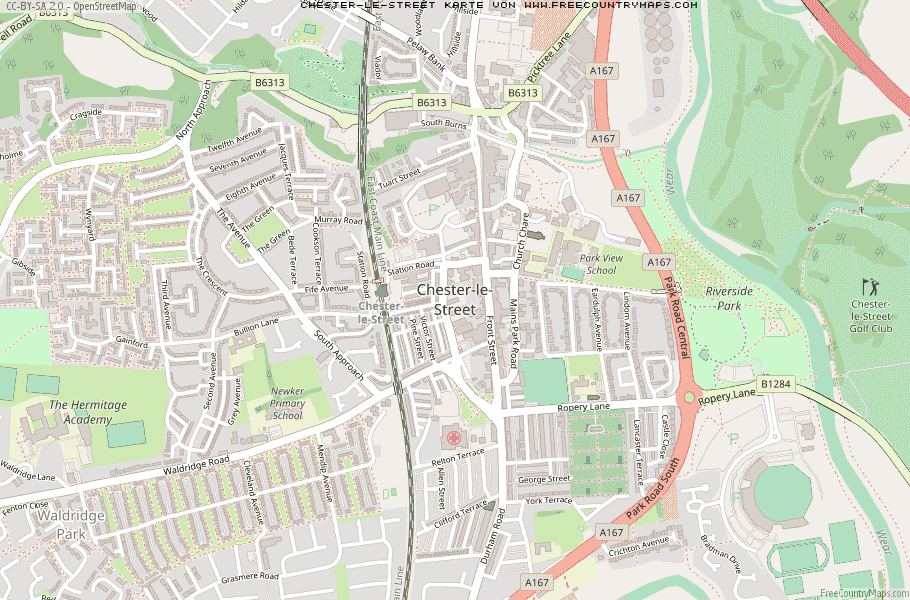 Karte Von Chester-le-Street Vereinigtes Knigreich