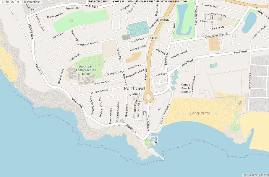 Karte Von Porthcawl Vereinigtes Knigreich