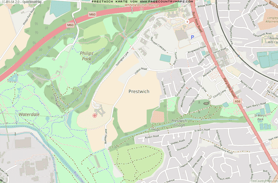 Karte Von Prestwich Vereinigtes Knigreich