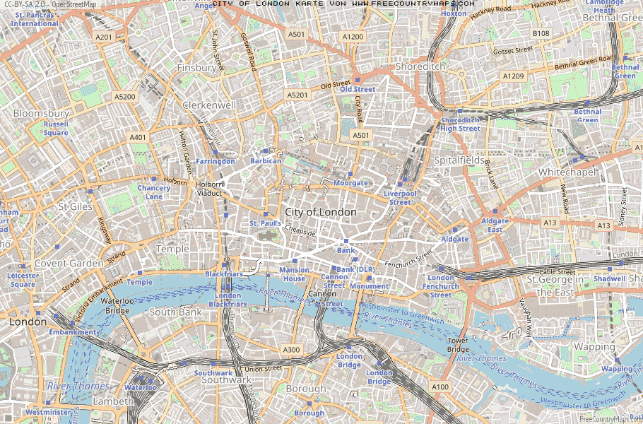 Karte Von City of London Vereinigtes Knigreich