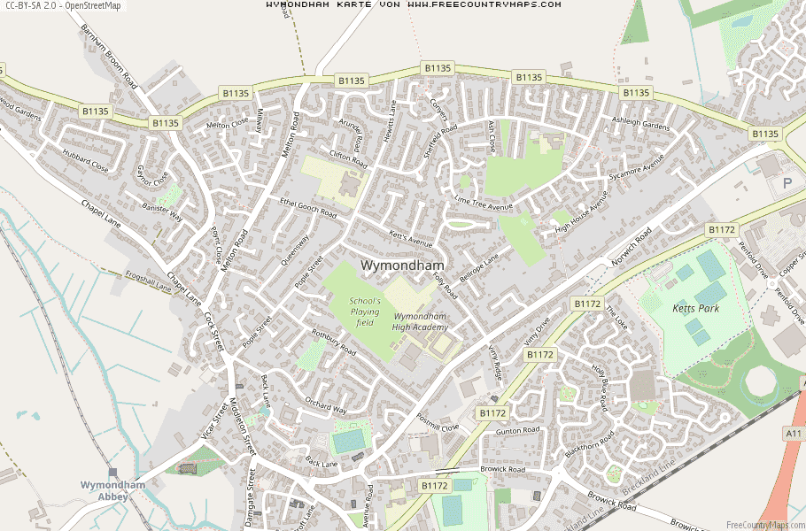 Karte Von Wymondham Vereinigtes Knigreich