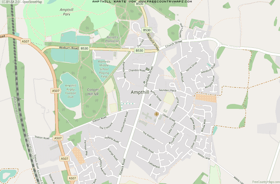 Karte Von Ampthill Vereinigtes Knigreich