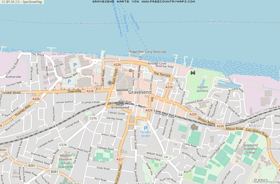Karte Von Gravesend Vereinigtes Knigreich