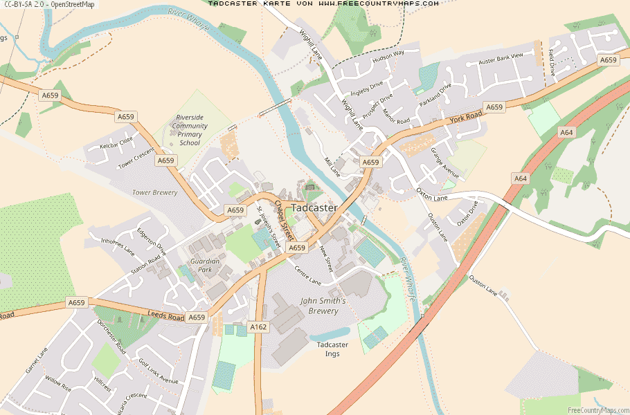 Karte Von Tadcaster Vereinigtes Knigreich