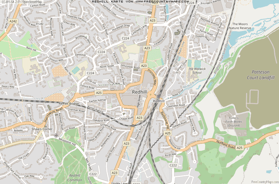 Karte Von Redhill Vereinigtes Knigreich