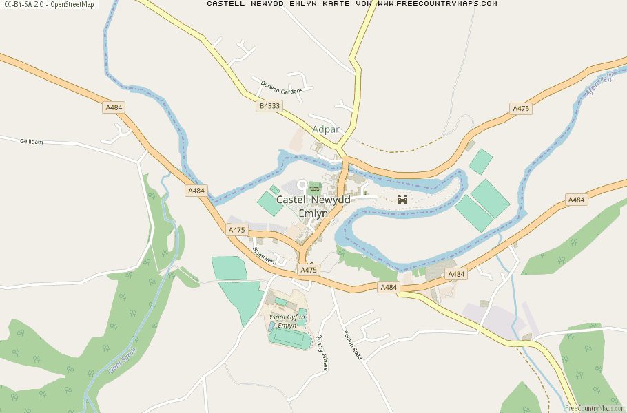 Karte Von Castell Newydd Emlyn Vereinigtes Knigreich