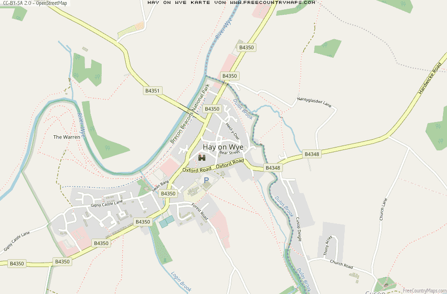 Karte Von Hay on Wye Vereinigtes Knigreich