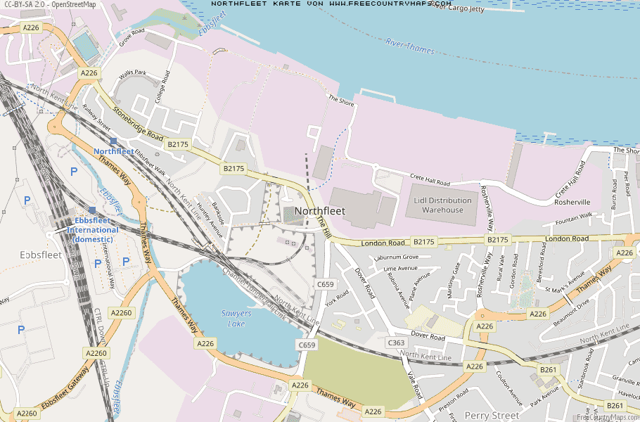 Karte Von Northfleet Vereinigtes Knigreich