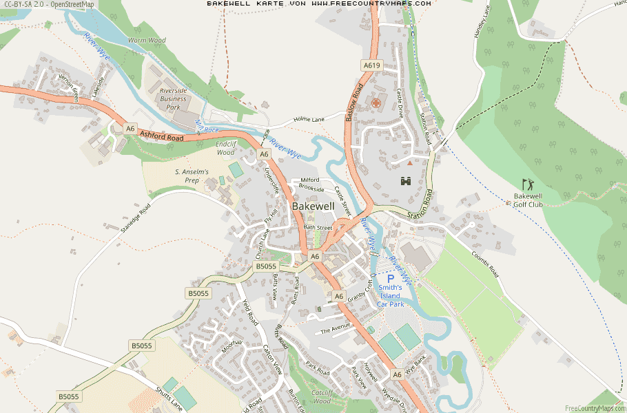 Karte Von Bakewell Vereinigtes Knigreich